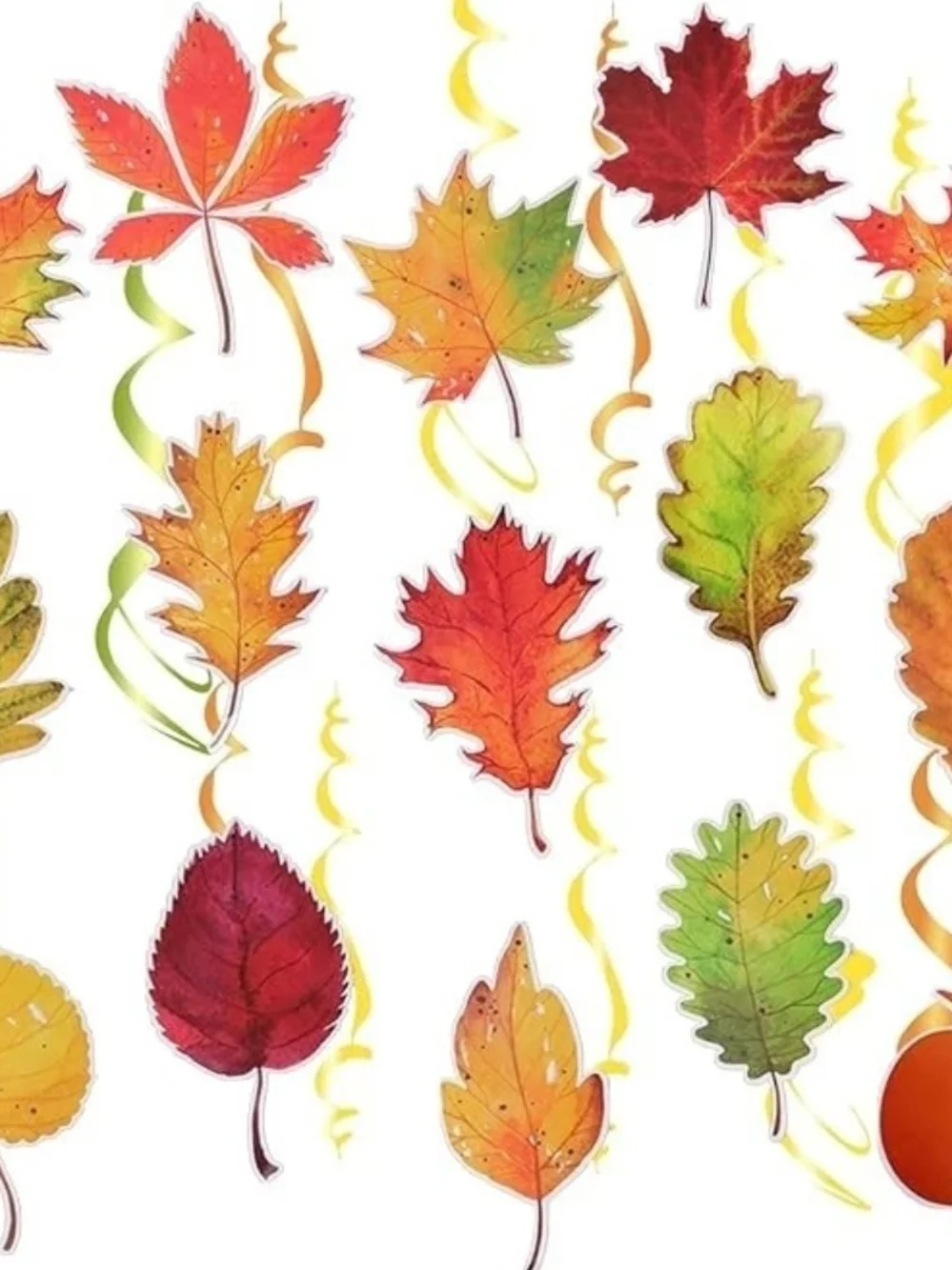 30PCS Fall Swirl Decorations – Pumpkin & Leaf Hanging Decor for Thanksgiving